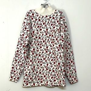 🌞 iLio long sleeve floral ribbed turtle neck sweater shirt oversized women S